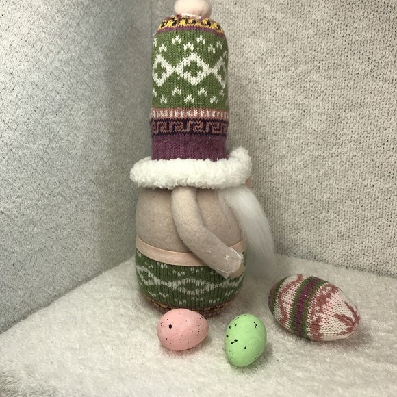 Handmade Multicolored Plush Easter Egg Gnome & Eggs Home Decor Egg Gnome - Picture 2 of 6